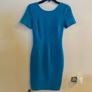 BODEN textured ribbed solid teal bodycon fit dress short sleeve low round back 4